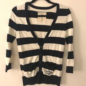 *** Hollister Navy and White Striped Cardigan